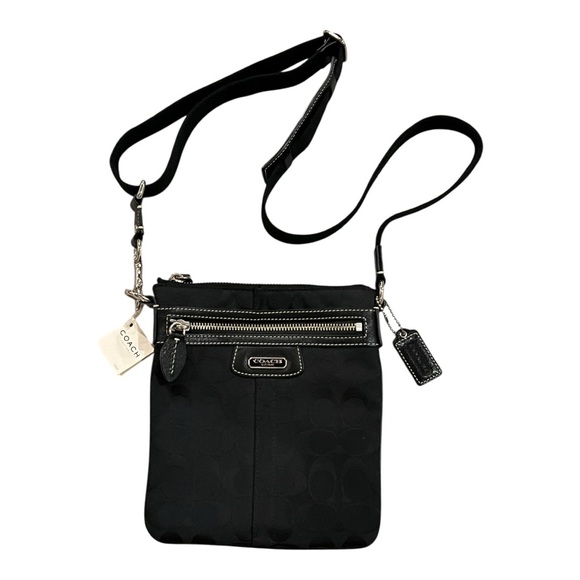 Coach Black Signature Canvas & Leather Penelope Swingpack Messenger Bag NWT - Picture 6 of 9